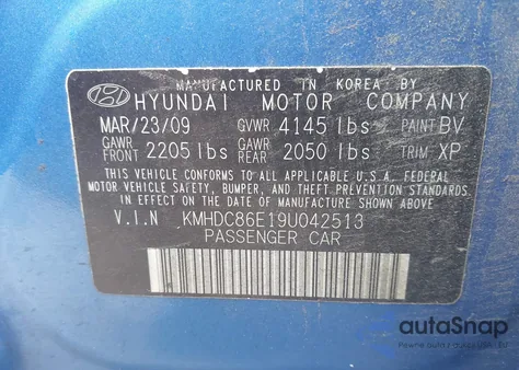 2009 Hyundai Elantra Touring from USA, damaged, VIN KMHDC86E19U042513